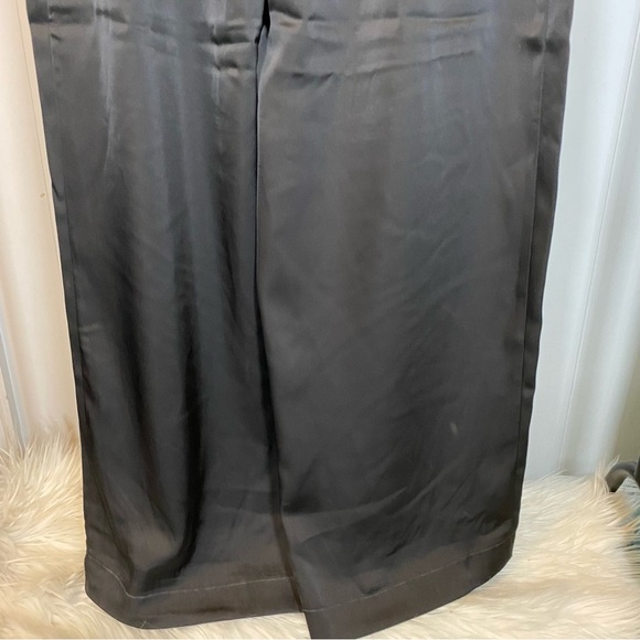 NWT Rachel Zoe Satin Wide Leg Pull On Pants Elastic Waist Black Trousers Flowy - Picture 3 of 10